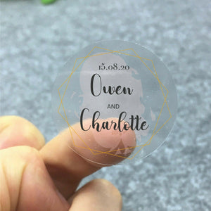 Custom Envelope seals clear stickers, Personalised transparent stickers, Wedding favor labels, Invitation stickers